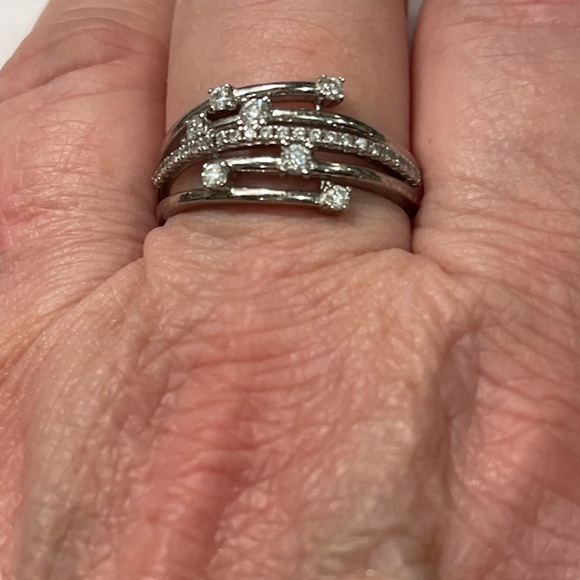 Scattered MOISSANITE BLING ring! 925 & Triple Rhodium Plated. Color D, VVS1 - Picture 2 of 7